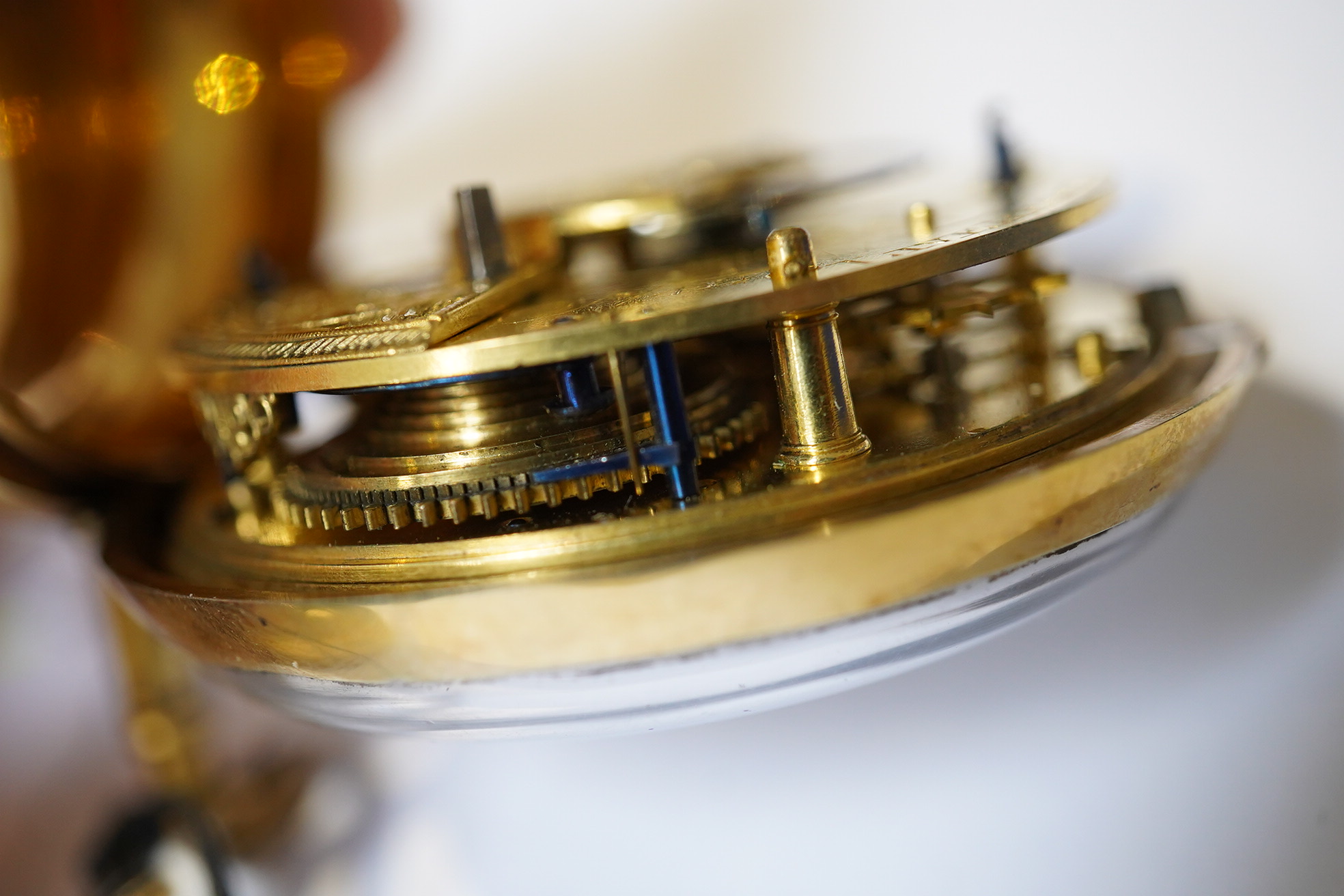 A George III silver gilt pair cased rack lever keywind pocket watch by P. Litherland & Co, Liverpool, with Roman dial and subsidiary seconds (hand missing)